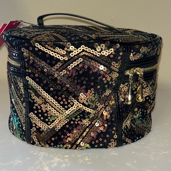 Vince Camuto, multicolor sequin train case style, cosmetics bag, new - Picture 4 of 11